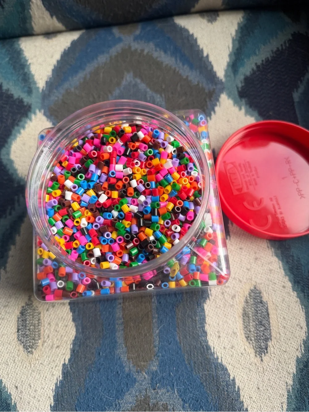 IKEA PYSSLA Beads Jar with Red Lid - Multicolor Beads